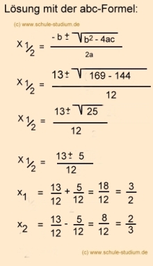 Abc Formelmitternachtsformel Vs Pq Formel Quadratische