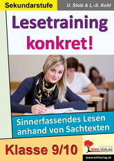 Lesetraining konkret ! 9.-10. Schuljahr Deutsch Kopiervorlagen vom Kohl Verlag- Deutsch Unterrichtsmaterialien für einen guten und abwechslungsreichen Deutschunterricht