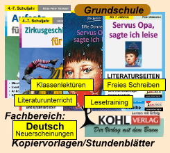 Kopiervorlagen und Stundenblätter für Grundschule und Orientierungsstufe vom Kohlverlag