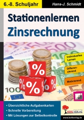 Mathe Kopiervorlagen mit Lösungen - Mathe Stationenlernen, Zinsrechnung