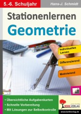 Mathe Kopiervorlagen mit Lösungen - Mathe Stationenlernen Geometrie  5./6.Schuljahr