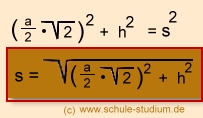 Pyramide. Berechnung von hs