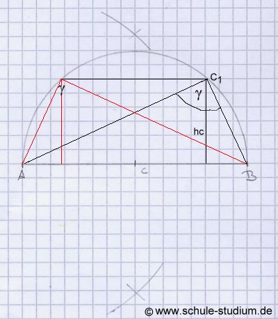 Dreieckskonstruktion mit Hilfe des Thaleskreises