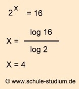 logarithmische Berechnungen der 10. Klasse