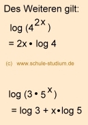 logarithmische Berechnungen der 10. Klasse