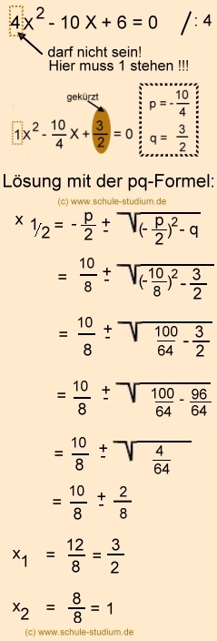 pq-Formel zur Lösung quadratischer Gleichungen