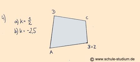 Die Zentrische Streckung bei einem Streckungsfaktor >0, hier 0,5 bzw. <0, hier -2,5