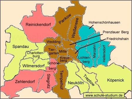 Berlin. Übersicht der Bezirke (politisch)