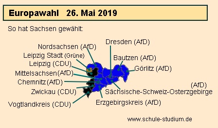 Europawahl 2019. Von der AfD gewonnene Wahlbezirke