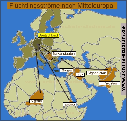 Flüchtlingsströme nach Mitteleuropa