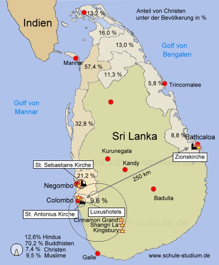 Anschlagsserie auf Kirchen und Hotels in Sri Lanka April 2019