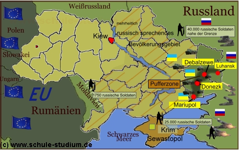 Ukraine. russisch sprechendes Bevölkerungsgebiet & Pufferzone