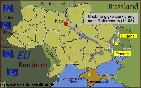 Ukraine. Unabhängigkeitserklärung der Regionen Lugansk und Donezk