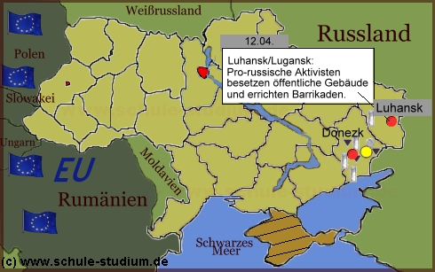 Ostukraine. Besetzung öffentlicher Gebäude Unruhen in Luhansk/Lugansk