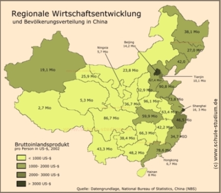 Volksrepublik China. Bruttoinlandprodukt pro Person in Mrd. US-$