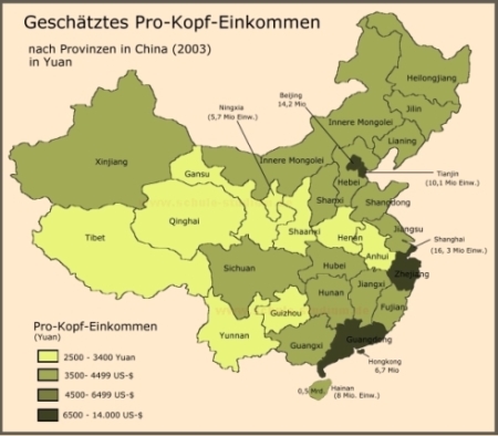 China Volksrepublik China. Bruttoinlandprodukt pro Person in Mrd. US-$