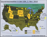 US Gouverneurswahlen in den Bundesstaaten der USA (Übersichtskarte)