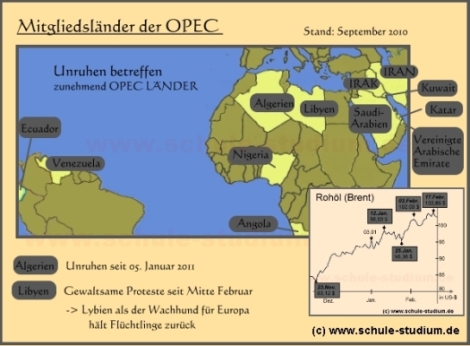 Unruhen in der arabischen Welt- Opec Staaten betroffen