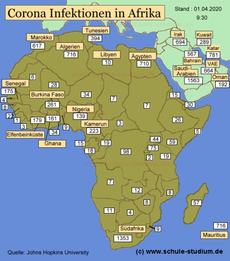 Corona Infektionen in Afrika