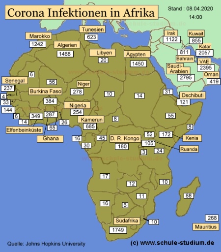 Corona Infektionen in Afrika