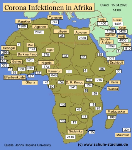 Corona Infektionen in Afrika