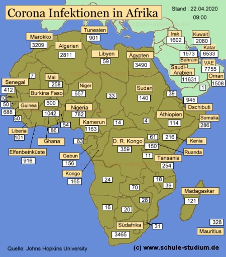 Corona Infektionen in Afrika