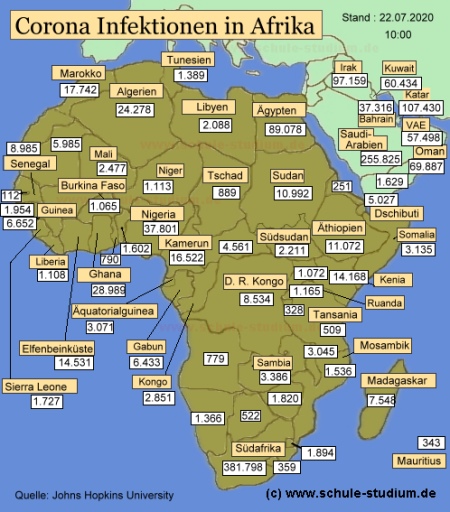 Corona Infektionen in Afrika