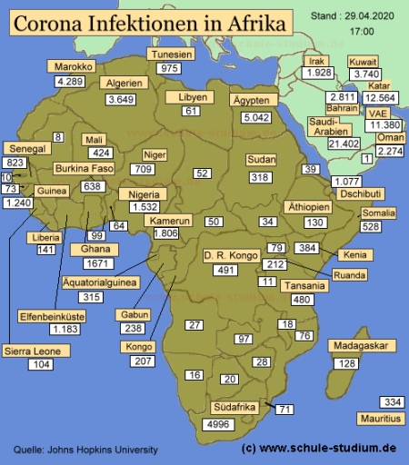 Corona Infektionen in Afrika