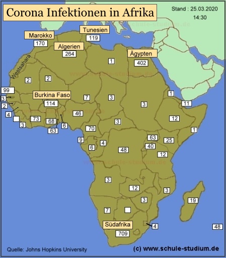 Corona Infektionen in Afrika