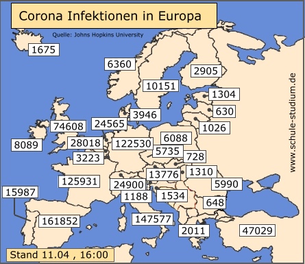 Corona Pandemie. Infektionen in der EU