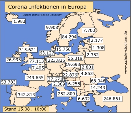 Corona Pandemie. Infektionen in der EU