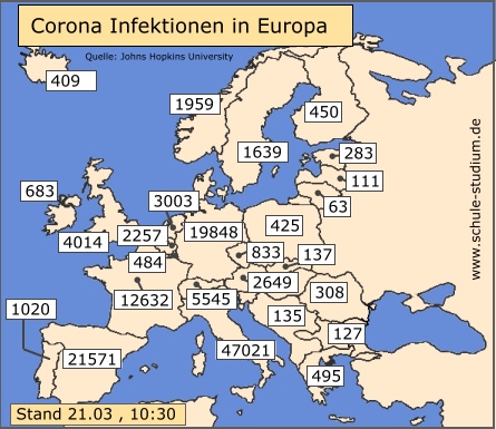 Corona Pandemie. Infektionen in der EU