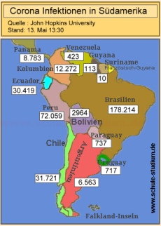 Corona Epidemie Südamerika. Aktuelle Zahlen