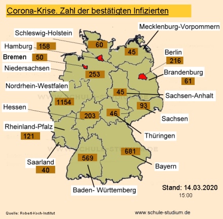 Zahl der bestätigten Infektionen in Deutschland nach Bundesland