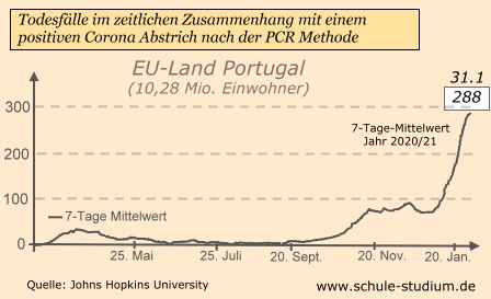EU-Land Portugal. Corona Todesfälle Januar 2021