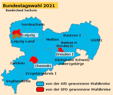 Bundestagswahl 2021. Ergebnis in Sachsen