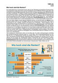 Schaubilder, Diagramme und Illustrationen. Themen Renten, Rentenversicherung, Rentensystem